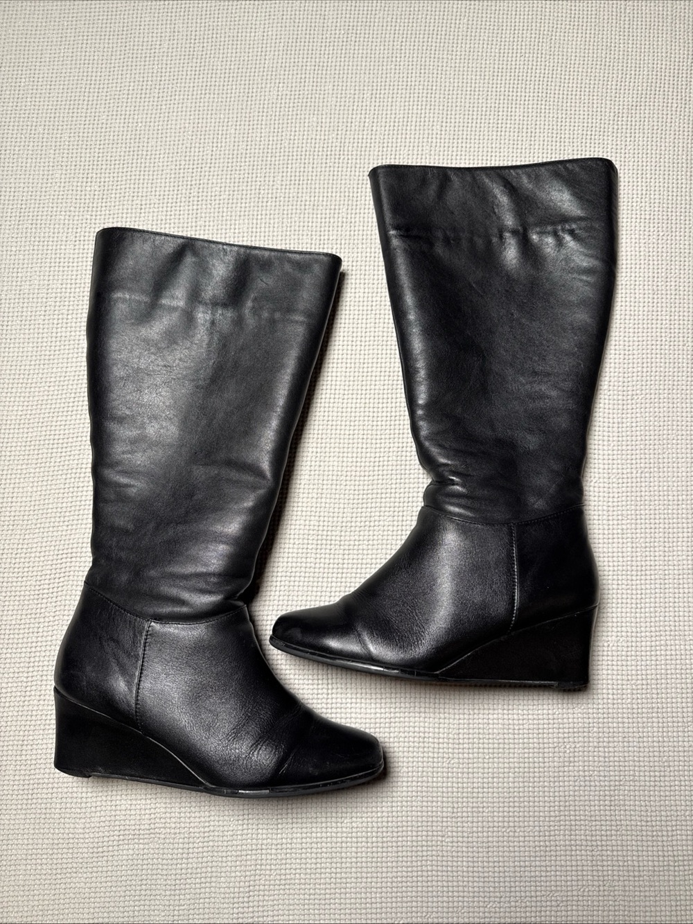 ROS HOMMERSON Tess 8.5M Wide Calf Black Leather Boots